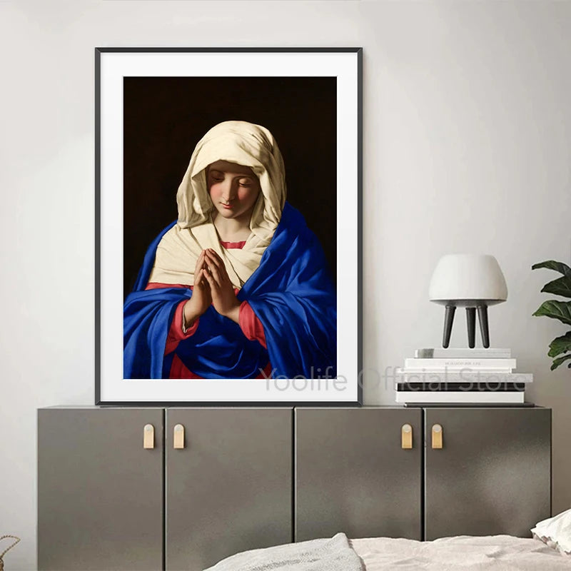 Pôster em Tela Virgem Maria – Arte Cristã Vintage