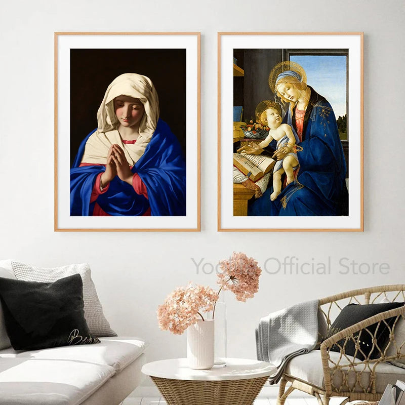 Pôster em Tela Virgem Maria – Arte Cristã Vintage